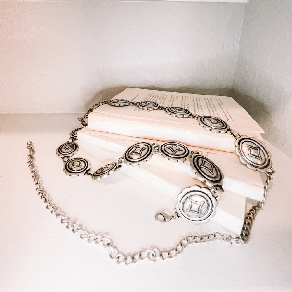 Silver BoHo western chain belt